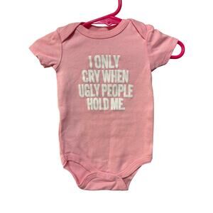 Pink "Ugly People" Onesie - NB
